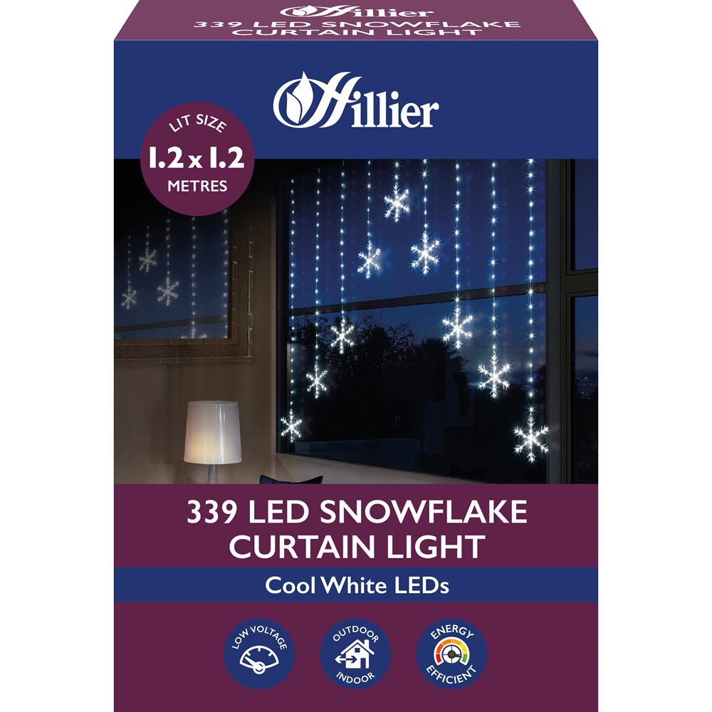 Snowflake 303 LED White Christmas Curtain Lights 1.2m 5052998057875